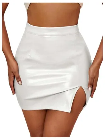 Mini Bodycon Skirt, White (Medium)
