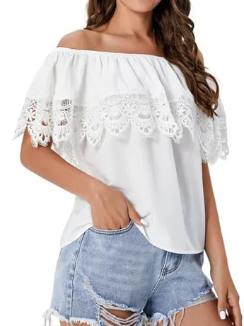 Lace Blouse, Beige (Small)