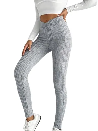 Knit Leggings, Grey (Large)