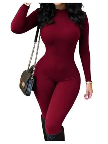 Long Sleeve Jumpsuit, Burgundy