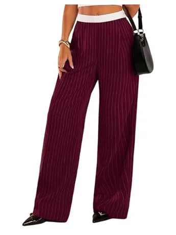 Striped Trousers, Burgundy (Large)