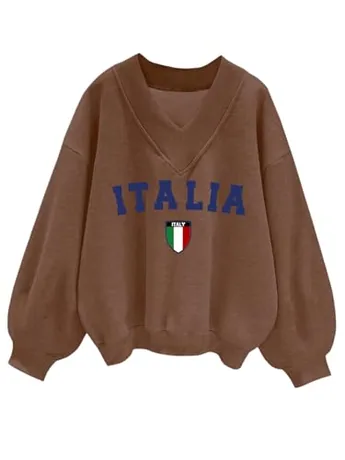 Long Sleeve Graphic Knitwear, Brown