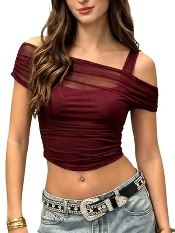 Short Sleeve Mesh T-Shirt, Burgundy