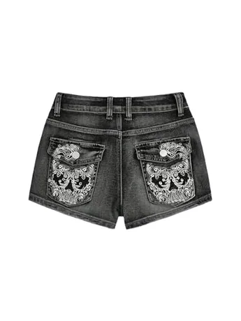 Plus Size Mini Denim Jeans, Grey