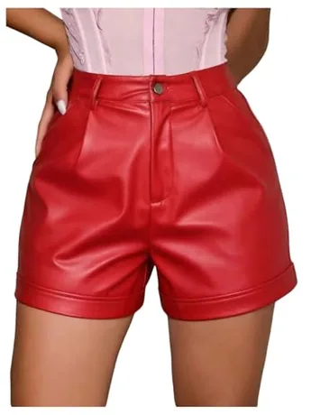 High Waisted Shorts, Red