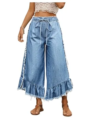 Plus Size Cropped Denim Jeans, Blue