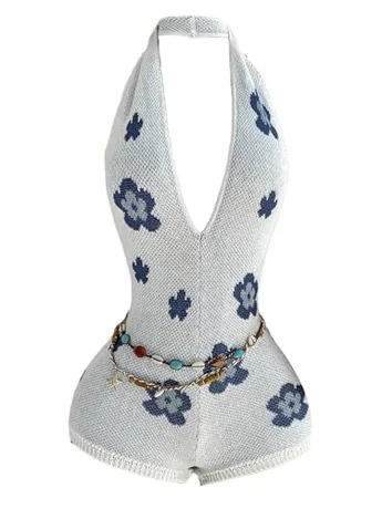 Knit Romper, White