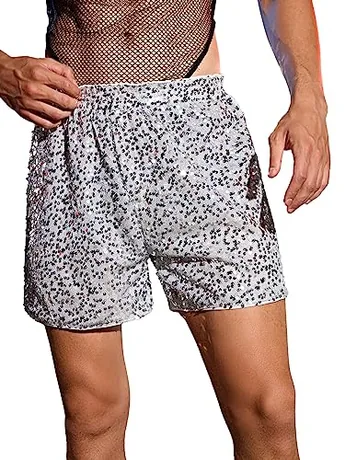 Sequin Shorts, Silver