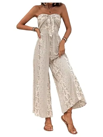 Wide Leg Jumpsuit, Apricot
