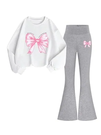 Long Sleeve Graphic Outfit Set, White (11 Years)