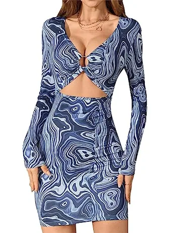 Mini Bodycon Dress, Purple (Small)
