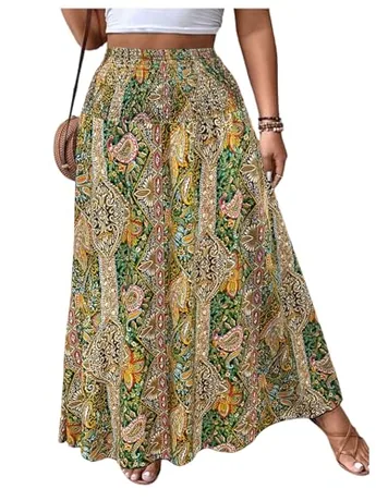 Plus Size Maxi Ruffle Skirt, Multicolour (3X-Large Plus)