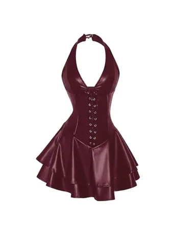 Mini Lace Dress, Burgundy