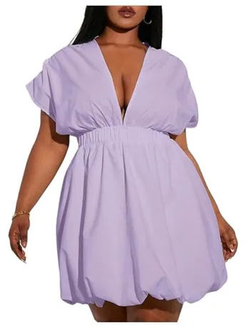 Plus Size Mini Dress, Purple (XX-Large Plus)