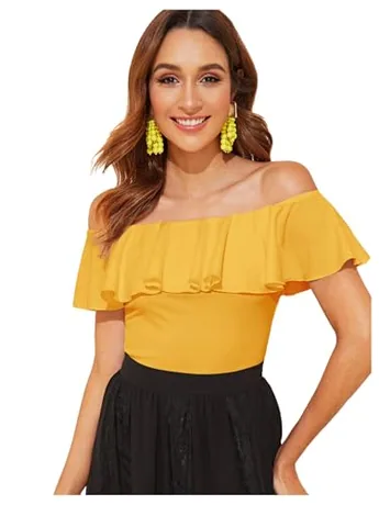 Off Shoulder Blouse, Yellow
