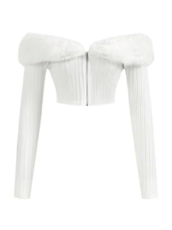 Off Shoulder Jacket, White