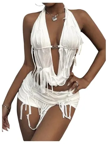 Mini Halter Outfit Set, White (X-Small)