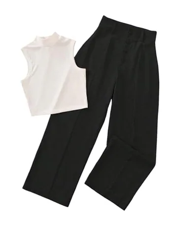 Wide Leg Outfit Set, Black