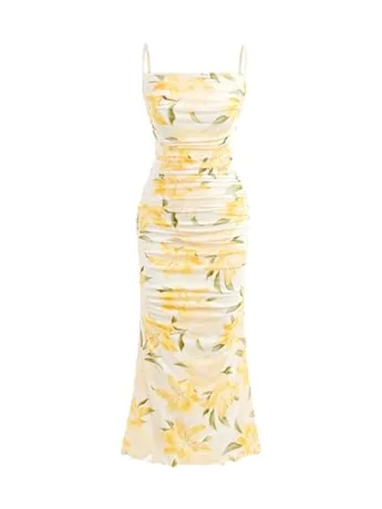 Maxi Floral Dress, Yellow (13 Years)