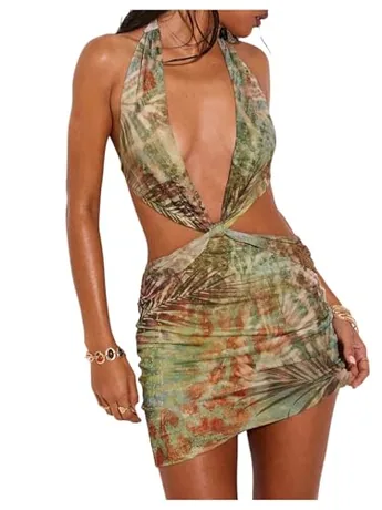 Mini Cutout Dress, Green (Medium)