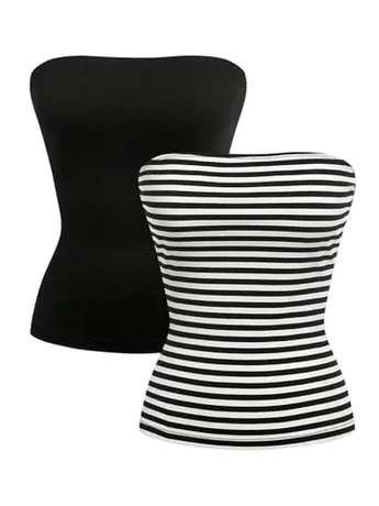 Striped Tube Top, Black