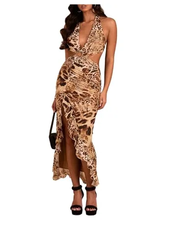 Floral Dress, Khaki