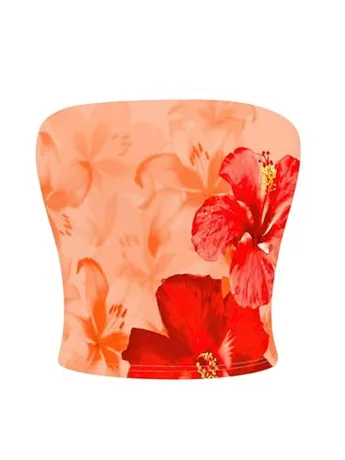 Floral Tube Top, Orange (Small)