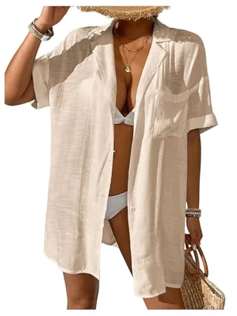 Short Sleeve Cover Up, Apricot (X-Small)
