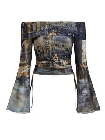Plus Size Graphic Crop Top, Multicolour