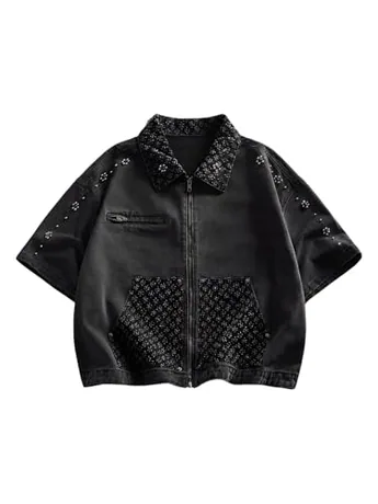 Short Sleeve Denim Jacket, Grey