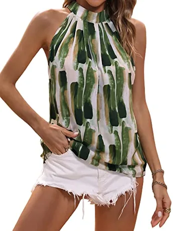 Sleeveless Halter Blouse, Green