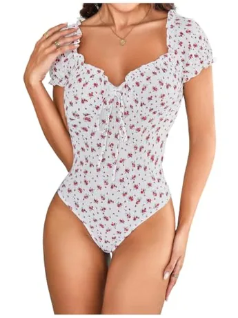Floral Bodysuit, White
