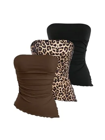 Leopard Tube Top, Brown
