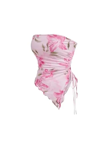 Floral Tube Top, Pink (3X-Large)