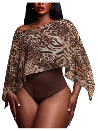 Plus Size Leopard Bodysuit