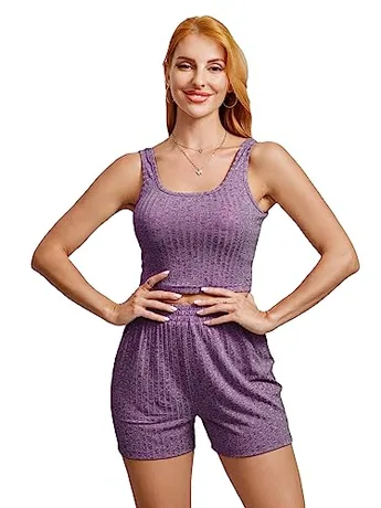 Ribbed Outfit Set, Purple