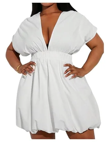 Plus Size Mini Dress, White (3X-Large Plus)