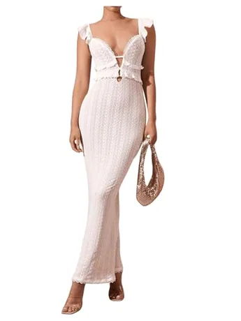 Maxi Knit Dress, White (Small)