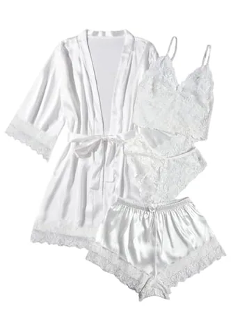 Satin Sleep Set, White (Small)