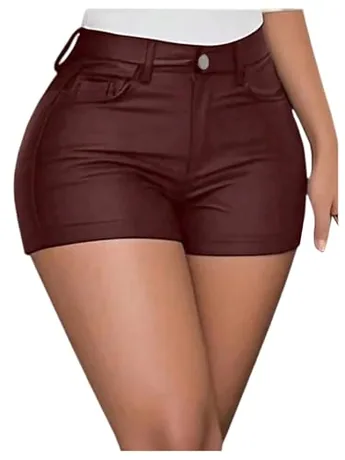Plus Size Mini Shorts, Burgundy (3X-Large Plus)