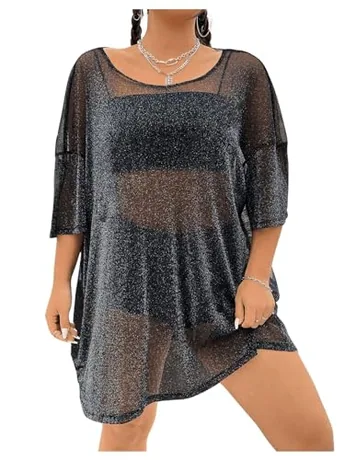 Plus Size Mesh T-Shirt, Black