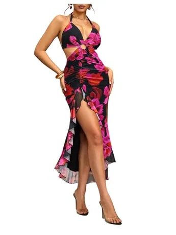 Floral Dress, Black (Small)