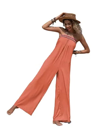 Wide Leg Off Shoulder Jumpsuit, Orange