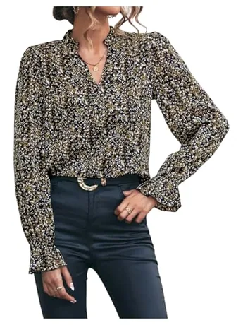 Long Sleeve Blouse, Coffee (Medium)