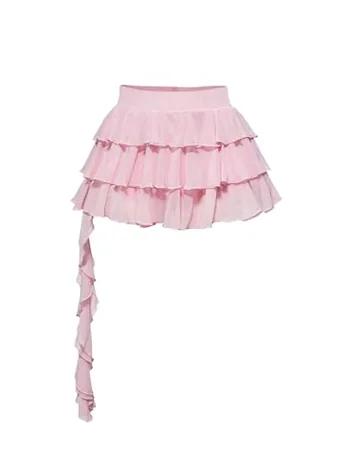 Plus Size Mini Ruffle Skirt, Pink
