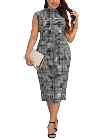 Plus Size Sleeveless Dress, Grey