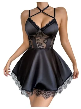 Mini Lace Sleep Set, Black