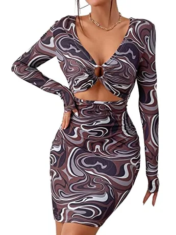 Mini Bodycon Dress, Brown