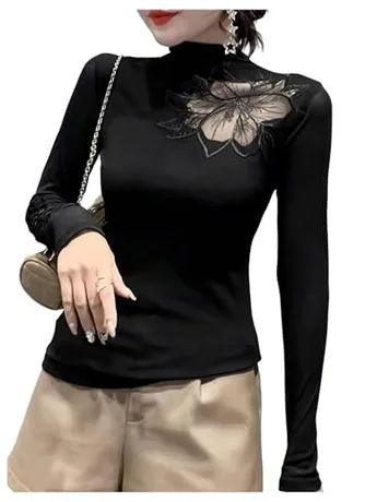 Long Sleeve Mesh T-Shirt, Black (Small)