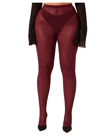 Plus Size Lace Leggings, Burgundy (X-Large Plus)